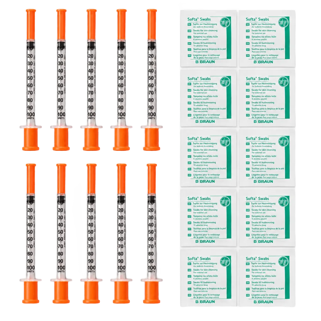 Reconstitution Set — 10 U-100 Spritzen und 10 Alkoholtupfer