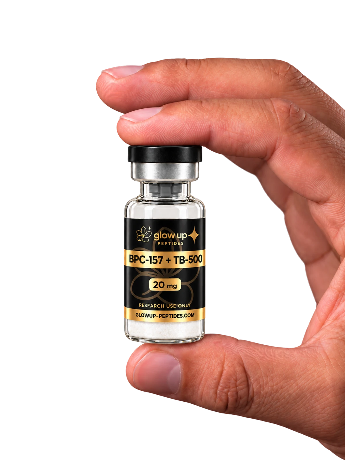 BPC-157 + TB-500 Blend Flaeschchen in der Hand