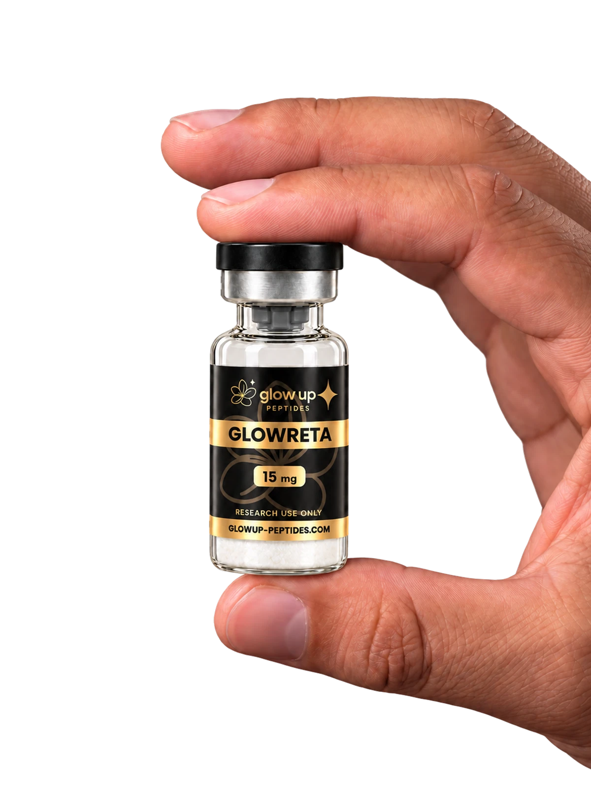GLOWRETA Retatrutid Vial 15 mg in der Hand